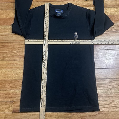 Polo Ralph Lauren RL Bear Men's Sleepwear Shirt Small Black Waffle Thermal - Picture 5 of 7