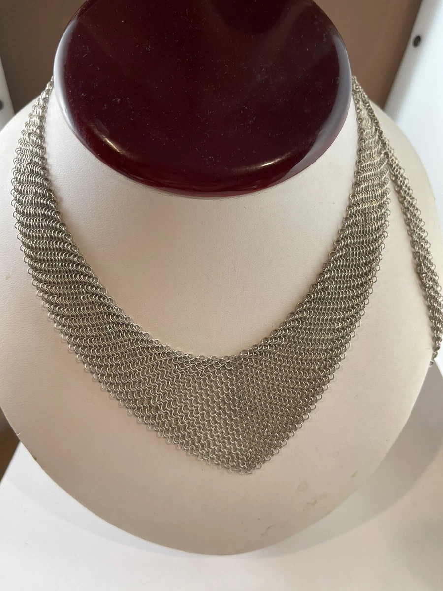 Silver mesh shop scarf necklace