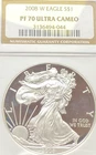2008 W $1 PROOF AMERICAN SILVER EAGLE NGC PF 70 ULTRA CAMEO NO RESERVE