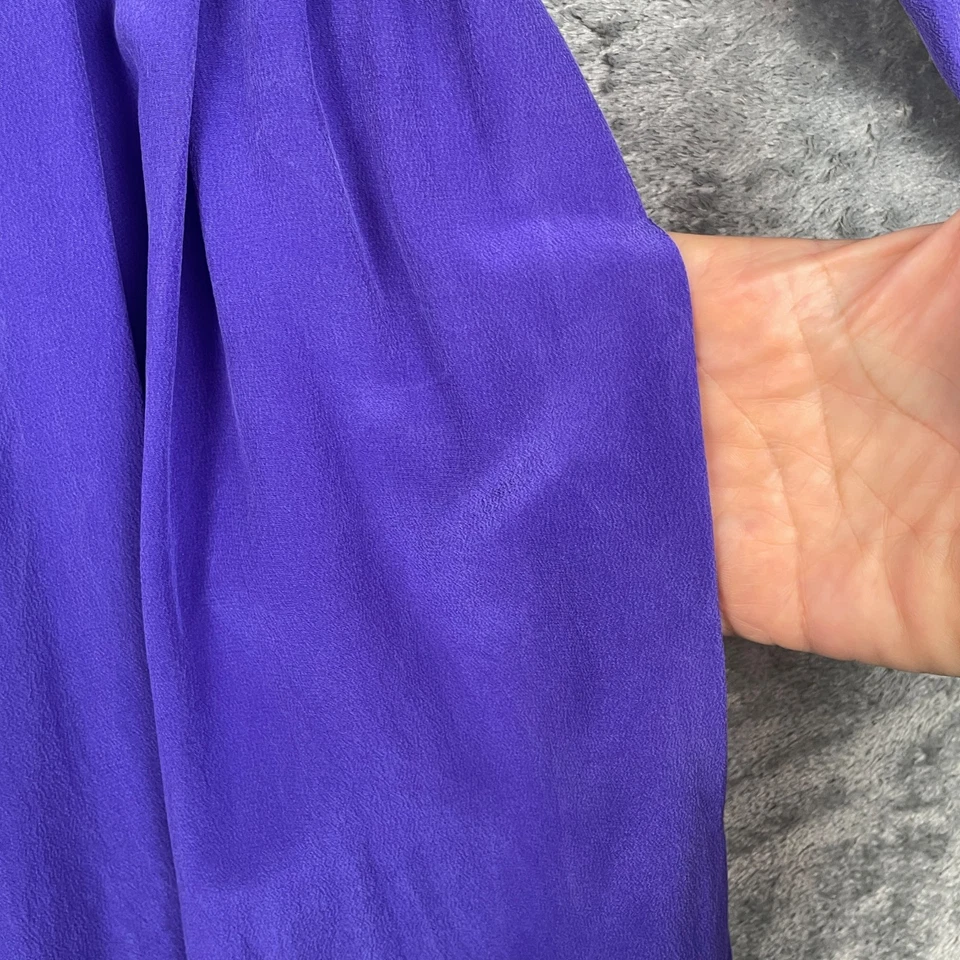 Vintage Liz Claiborne Dress Size 12 Purple 100% Silk Long Sleeve Secretary - Image 4 of 4