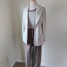 Vintage Butte Double Knit 70s 3 Piece Set Leisure Suit Womens Tan Beige S/M