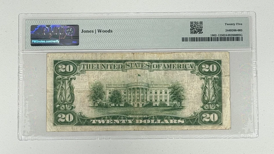 1929 $20 El Paso Texas US First National Bank Note PMG 25 Ty 1 Fr. 1802-1 - Image 2 of 2