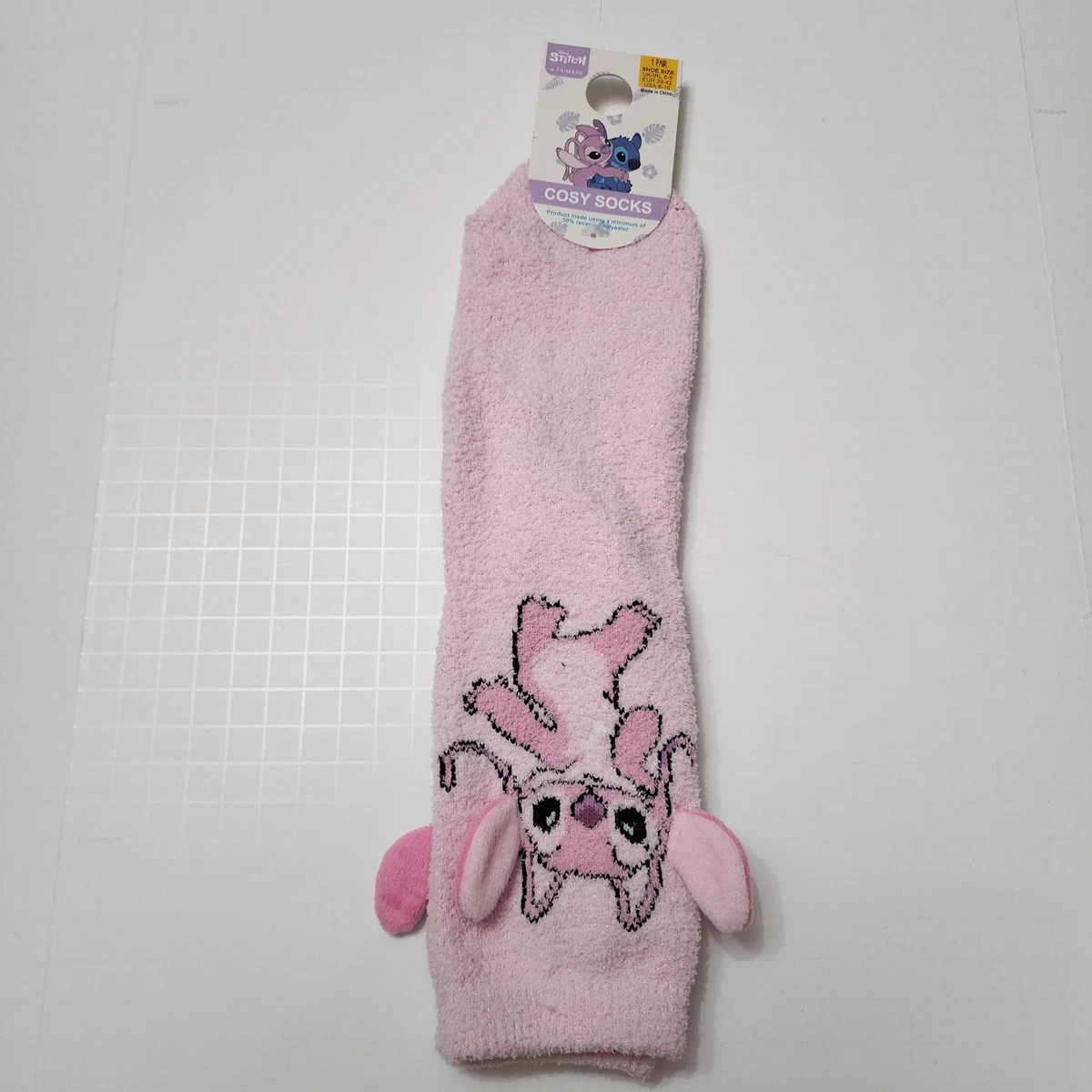Primark Stitch Rosa Ángel Acogedores Calcetines Orejas Suave Cálido Disney EE. UU. 6-10