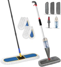 Spray Mop and 24 Inch Commercial Dust Mop Set for Floor Cleaning, Dry Wet Mop fo