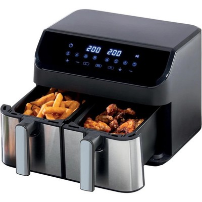 Daewoo Doppelschublade Luftfritteuse Größe XL 9 Liter mit Sync-Funktion Familie Schwarz