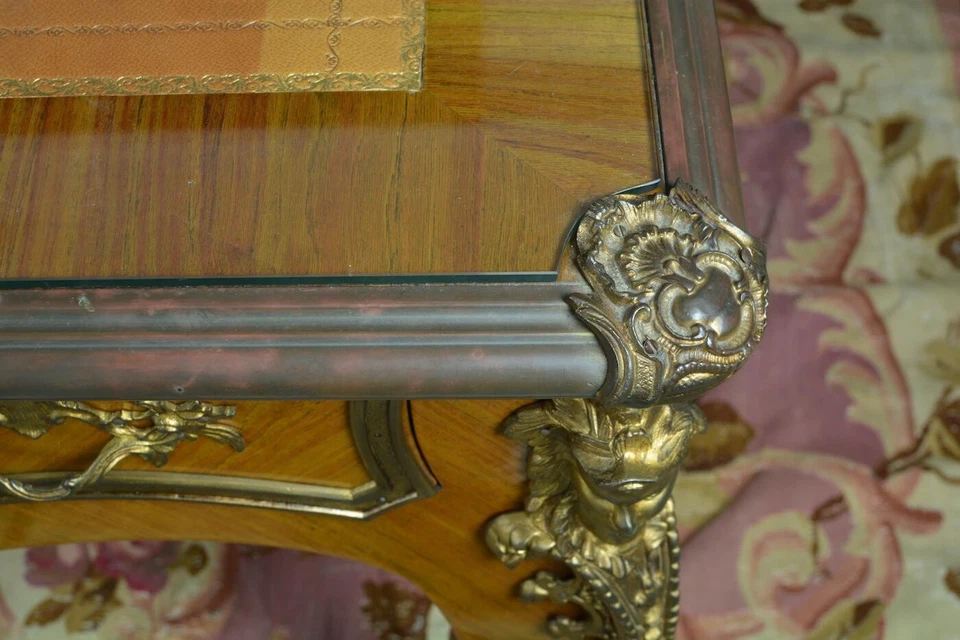 Antiguo Plato de Oficina Ministro Charles Cressent Luis XV Bronce Oro Espagnolettes Foto 4 de 4