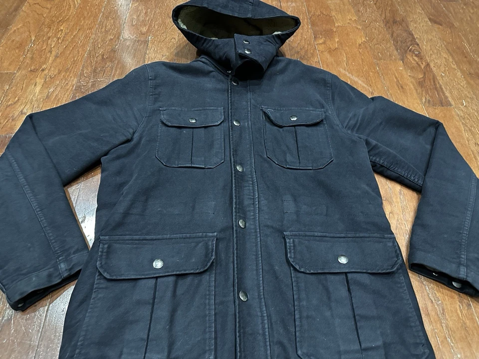 Abrigo Obey Propaganda Para Hombre Grande Azul Forrado con Edredón Tareas de Granero con Capucha Extraíble Foto 3 de 4