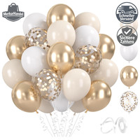 Luftballons Set 60 StüCk Beige Weiß Champagner Gold Metallic 12 Zoll Dekoration
