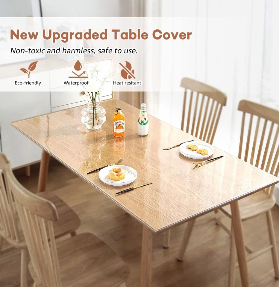 22 x 60 Clear Plastic Dining Room Table Protector PVC Table Pad Cover Tablecl... - Image 2 of 4
