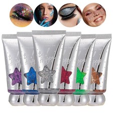 6Pcs Holographic Body Glitter Gel Set, Mermaid Sequins Liquid Holographic Gli...
