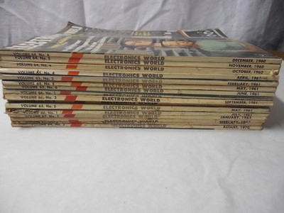 Electronics World Vintage Magazines Lot 0f 14 Issues 1960-1969, 1970 Good