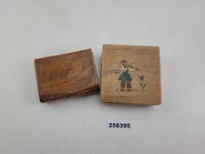 2x Dosen Holz Deckel-Dose Schmuckdosen handgemalt Geigenspielerin Deko #258395