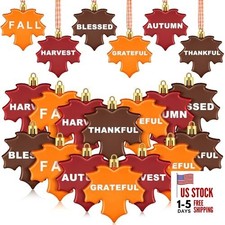 24 Pieces Thanksgiving Hanging Ornaments Fall Tree Maple Leaf Dark Color