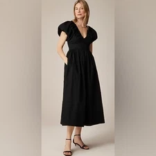 J. Crew Women's Black Collection Cecily Dress in Cotton Poplin, Size 10