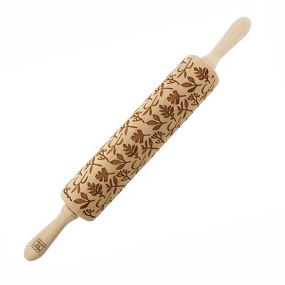 MoodForWood Nudelholz aus Holz, graviert, 43 cm mit Griffen, perfekt zum Backen