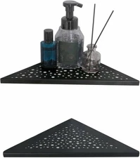 Black 10'' Corner Shower Shelf Set of 2, Triangle Shower Corner Shelf.