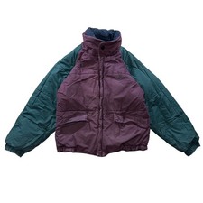 Vintage 90s Nautica Kids Colorblock Puffer Jacket Burgundy Reversible SZ L 14-16