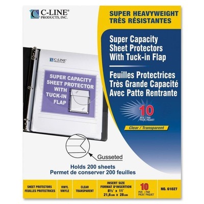 C-line Super Capacity Sheet Protector With Tuck-in Flap - 200 Sheet Capacity -