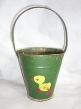 Antique Child Toy Iron Bucket Duckling 1900 s