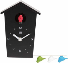 Mini Black Birdhouse Cuckoo Clock with 12 Bird Songs and Cuckoo Call