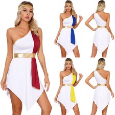 Womens Ancient Greek Roman Toga Costume Robe Halloween Cosplay Tunic Dresses