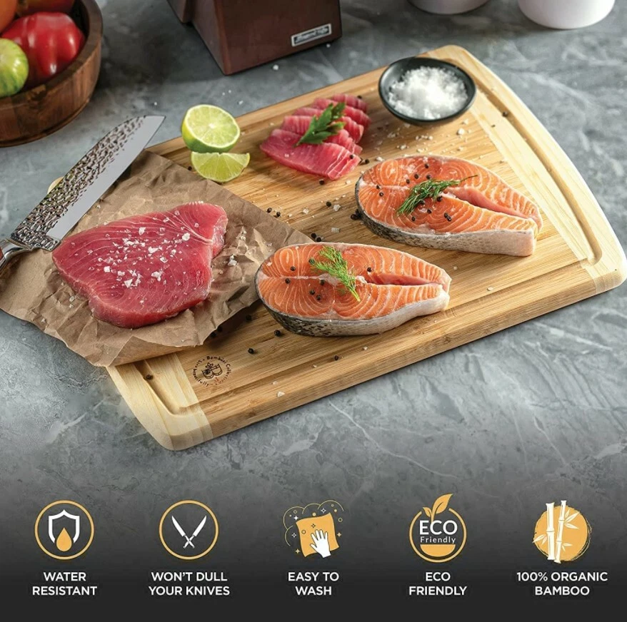 Large Bamboo Kitchen Cutting Board - Wood Chopping Board / Butcher Block, 18x 12 - Image 4 of 4