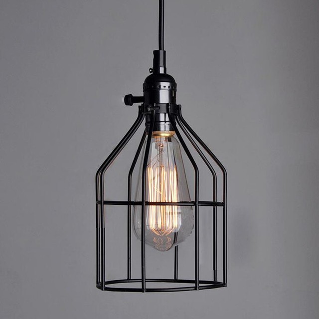 Retro Metal Cage Antique Edison Chandelier Pendant Light Vintage