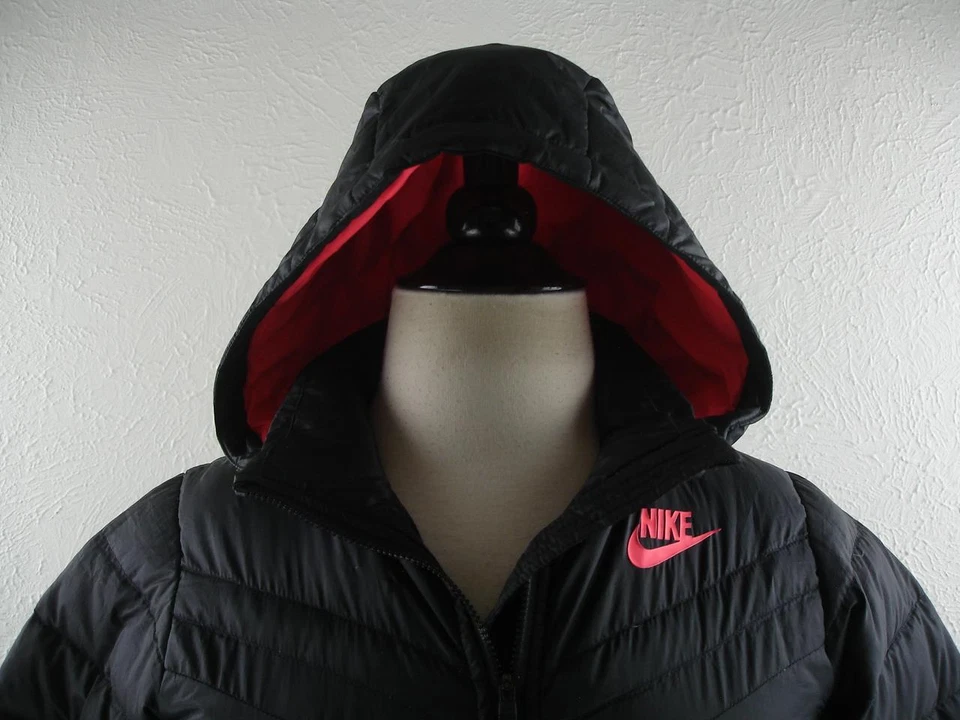 Casaco acolchoado feminino M Nike Cascade Parka 550 preenchimento 622827-010 longo preto rosa - Imagem 2 de 4