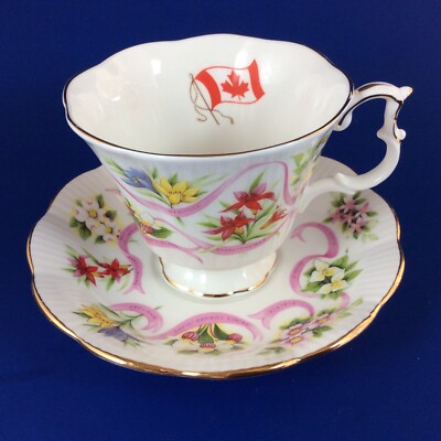 Royal Albert Our Emblems Dear - Canada - Bone China Tea Cup and Saucer- 2 Listed