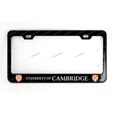 University of Cambridge Custom Made Black Metal License Plate Frame Screw Caps
