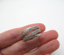 925 Sterling Silver Diamond Multi Layer Loop Raised Bands Band Ring Size 7.25