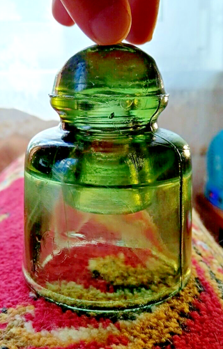 Vintage Beautiful Soviet Electrical Insulator Dark Green Color Glass USSR 1967 - Picture 5 of 19