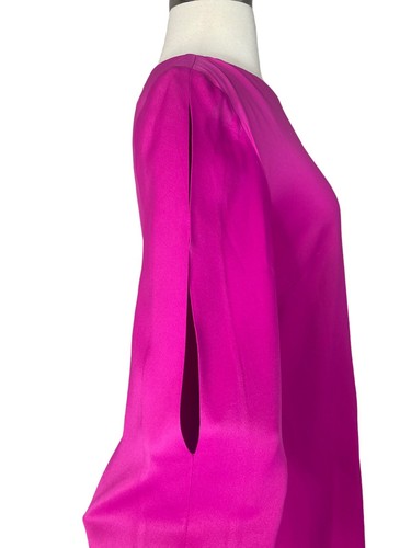 Emanuel Ungaro Sheath Dress L Pink Asymmetric Neckline Long Sleeve - Picture 8 of 12