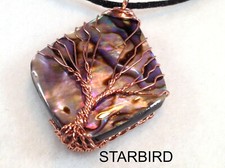 ABALONE WIRE WRAP TREE OF LIFE Pendant Necklace