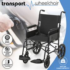  FDA APPROVED 18"Foldable Transport Wheelchair w/Seat Belt  Swing Away Footrest