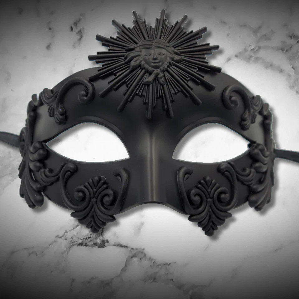 Máscara facial negra griega romana fiesta baile festival ojos disfraz mujer EDC Foto 2 de 2