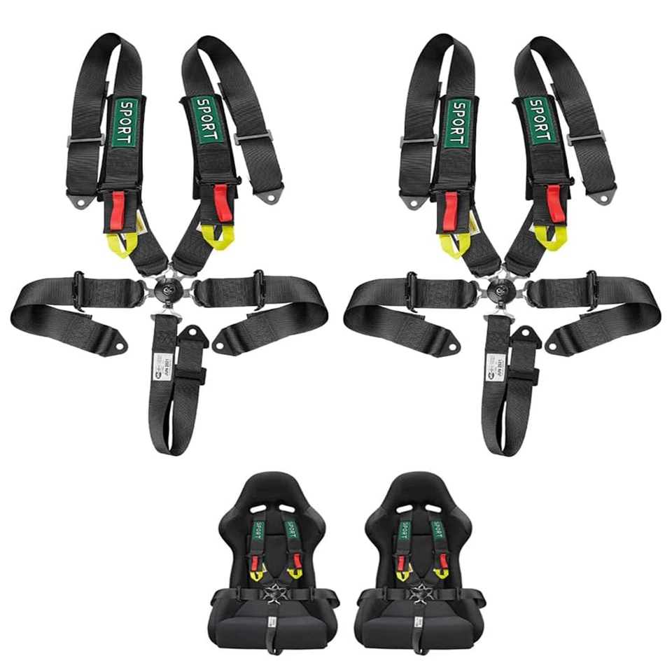 Arnés de 5 puntos de liberación rápida 2 piezas bloqueo de leva kart carreras cinturón de seguridad coche UTV ATV Foto 2 de 4