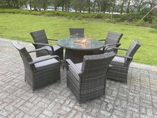 Fimous Rattan Garden Furniture Dining Sets Table And Chair Set Dark Grey Mix