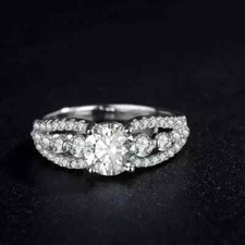 3Ct Round Cut Lab Created Diamond Engagement Wedding Ring 14k White Gold Plated