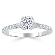 0.75 Ct Simulated Diamond Anniversary Engagement Ring 14K Solid White Gold 6