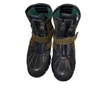 Ralph Lauren Men s Polo Duck Boots Leather Suede Green Black 8.5