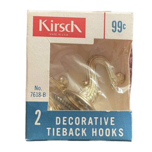Vtg Kirsch Drapery Curtain Tiebacks Gold Tone Home Decor New Old Stock in Box - Picture 1 of 4