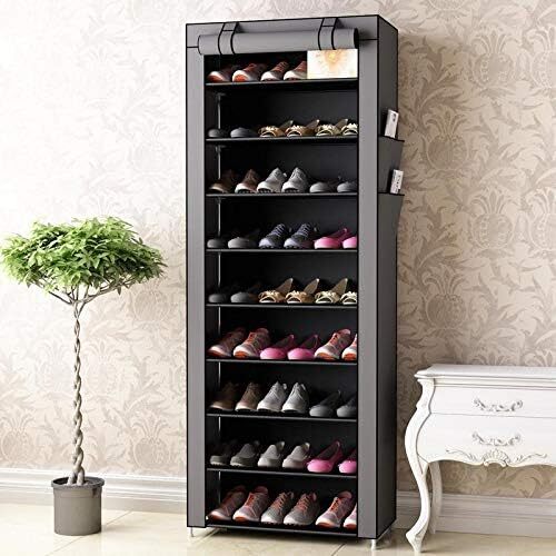 27 Pairs 10 Tier Shoes Rack Cabinet Storage Organizer Stand with Dustproof Cover - Picture 21 of 24
