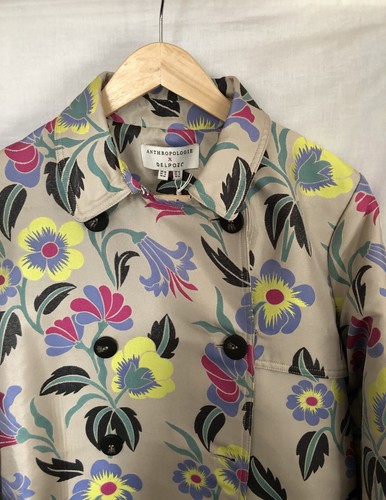 Anthropologie x Delpozo Colourful Floral Jacquard Trench Coat Size: UK10 US6 - Picture 3 of 11