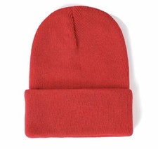 Beanie Hat Unisex Warm Winter Clean Solid Red Color 100 Acrylic OSFM Stretch