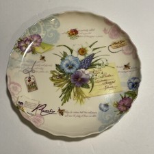 Plato de baratija redondo floral de melamina, plato 7” nuevo