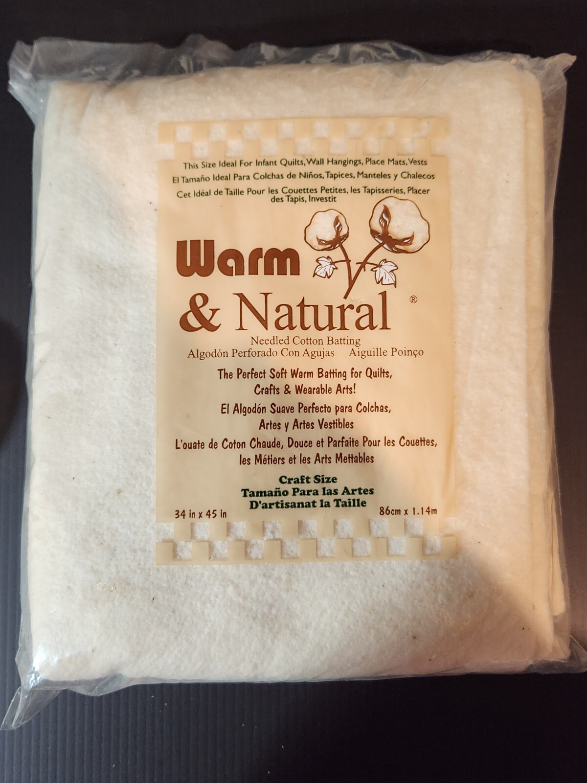 3 Packages of Warm & Natural Needled Cotton Batting Craft Size eBay