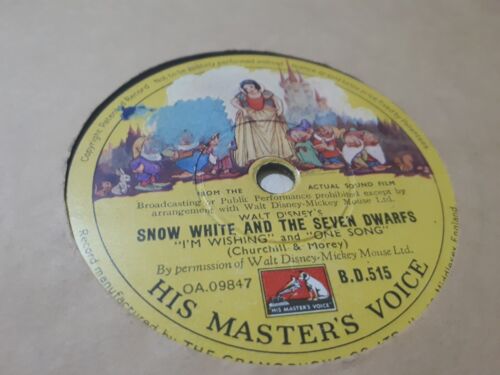 78rpm SNOW WHITE AND THE SEVEN DWARFS 10" HIS MASTER'S VOICE B.D.515 - Afbeelding 1 van 2