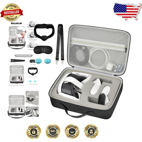 Comprehensive VR Carrying Case for Quest 3/3S/2 with Mesh Pocket for Accessories