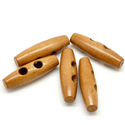 50PCS Wood Buttons Toggles Buttons Sewing Coat Snap Embellishments Button